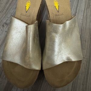 Volatile Gold Metallic Mules